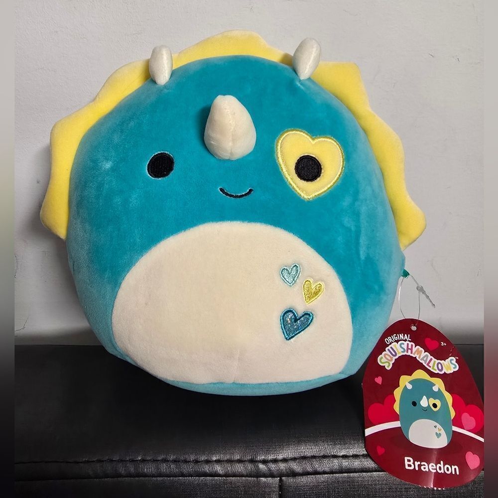 Squishmallows Teal Braedon the Triceratops Plush 8”, New